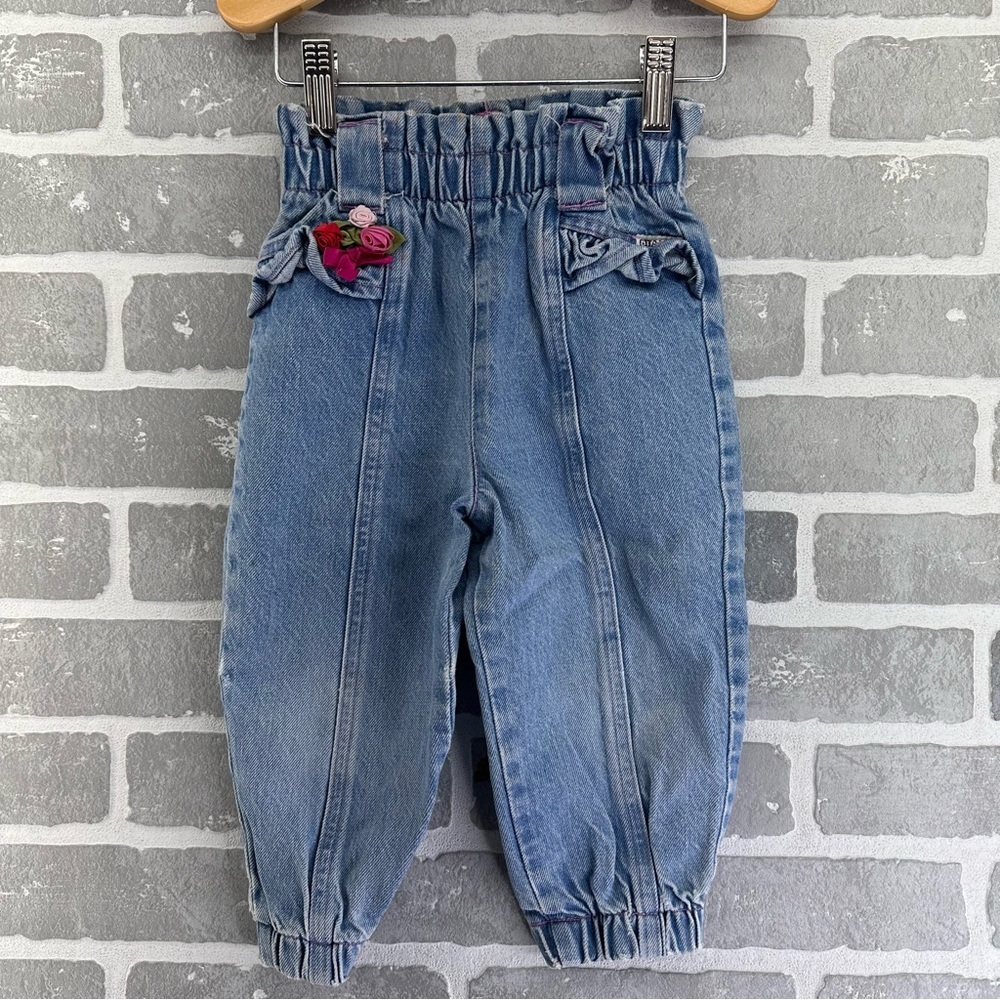 Vintage Gitano Floral cinched toddler jeans size 3T